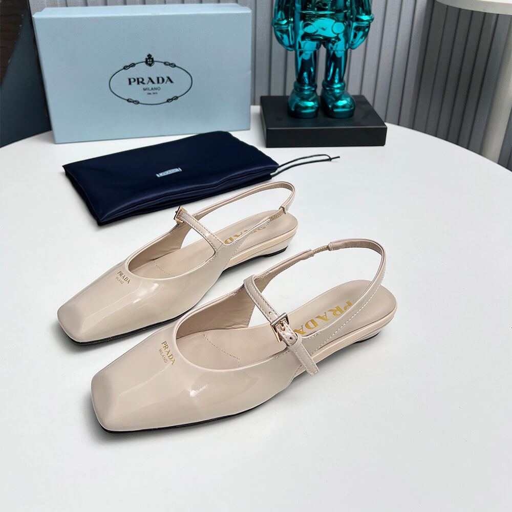 Pra*a Patent Leather Slingback Ballerinas