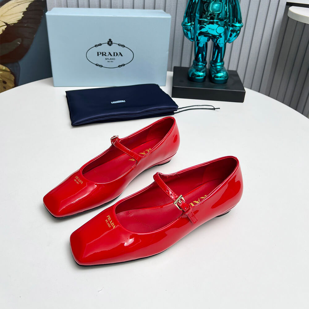 Pra*a Patent Leather Mary Jane Ballerinas