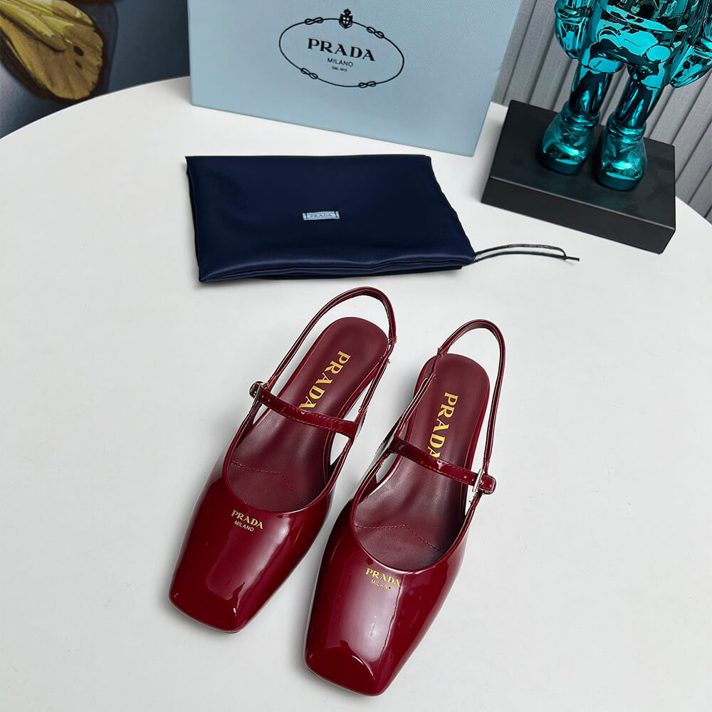 Pra*a Patent Leather Slingback Ballerinas