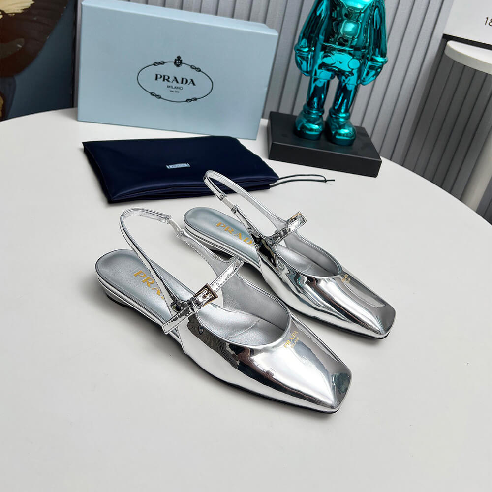 Pra*a Patent Leather Slingback Ballerinas