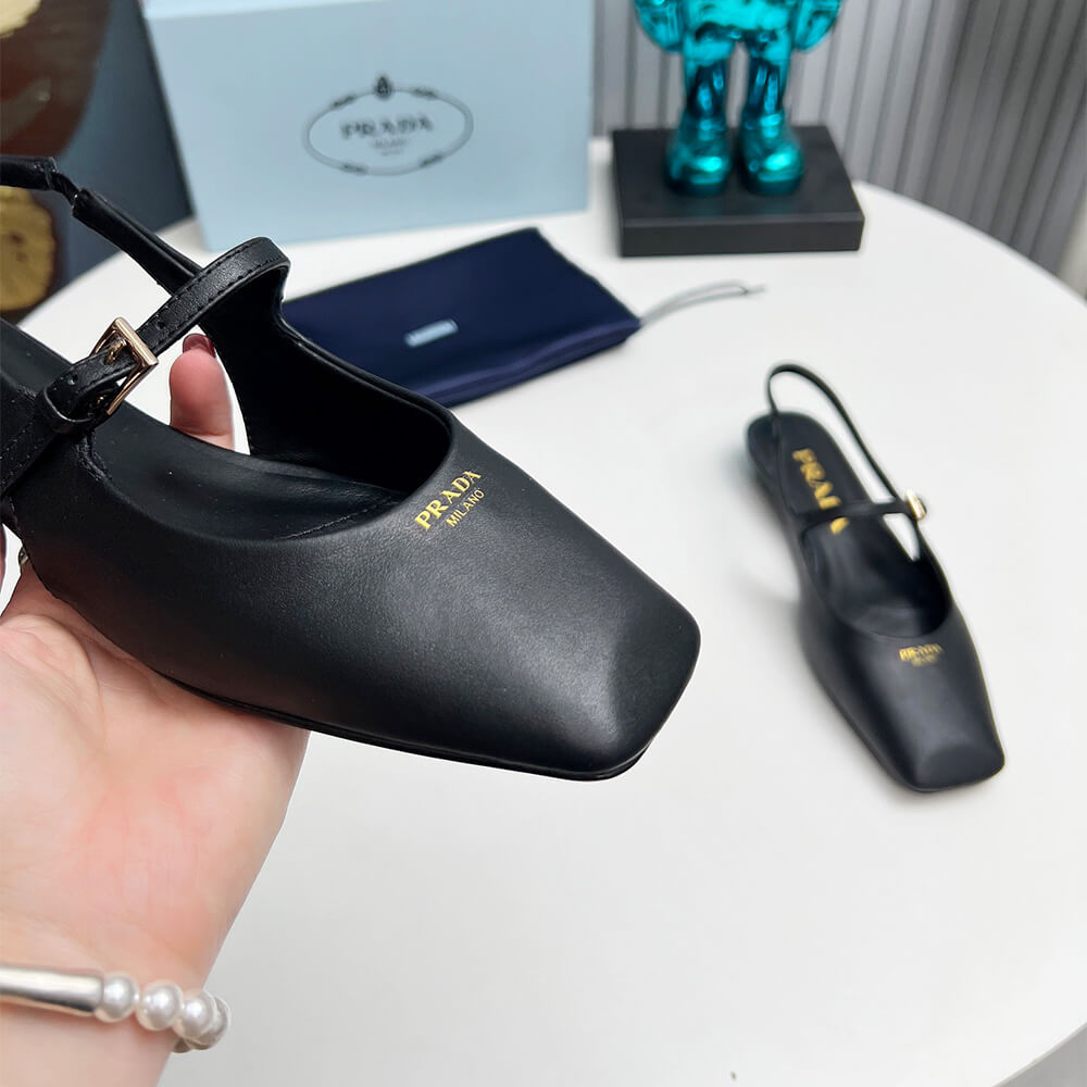 Pra*a Leather Slingback Ballerinas