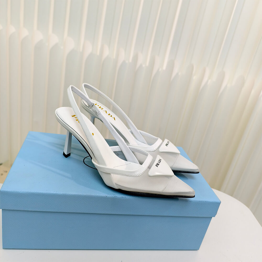 Pra*a Mesh fabric slingback pumps