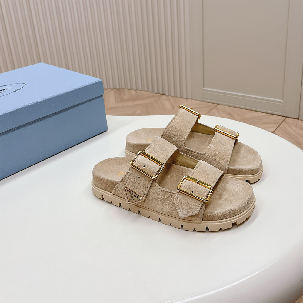 Pra*a Suede strap slides