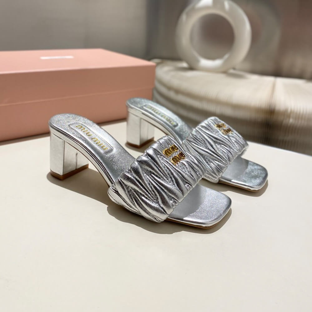 M1um1u Matelass?? nappa leather slides