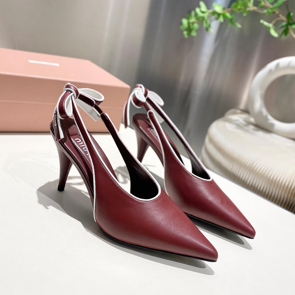 M1um1u Nappa leather slingback pumps