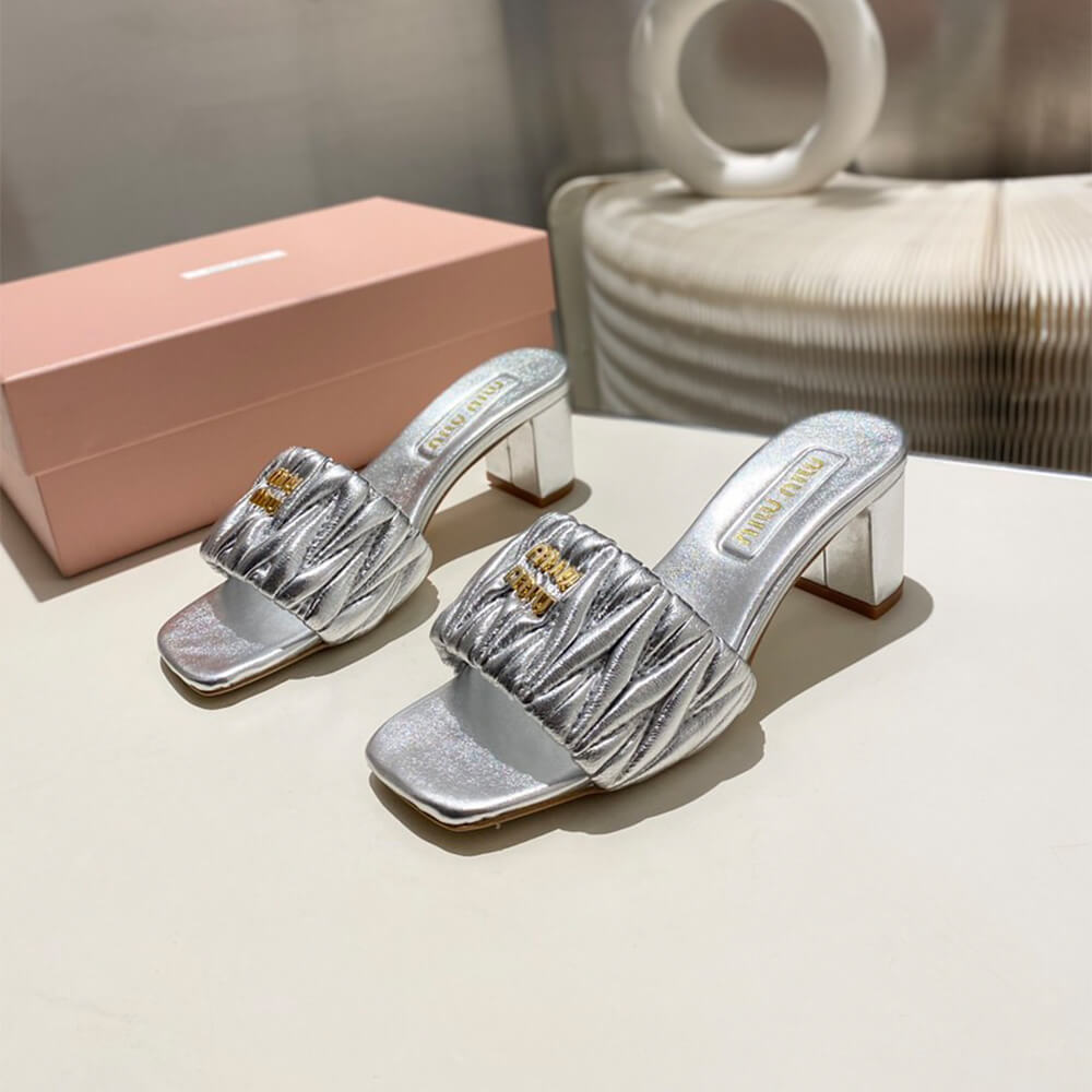 M1um1u Matelass?? nappa leather slides