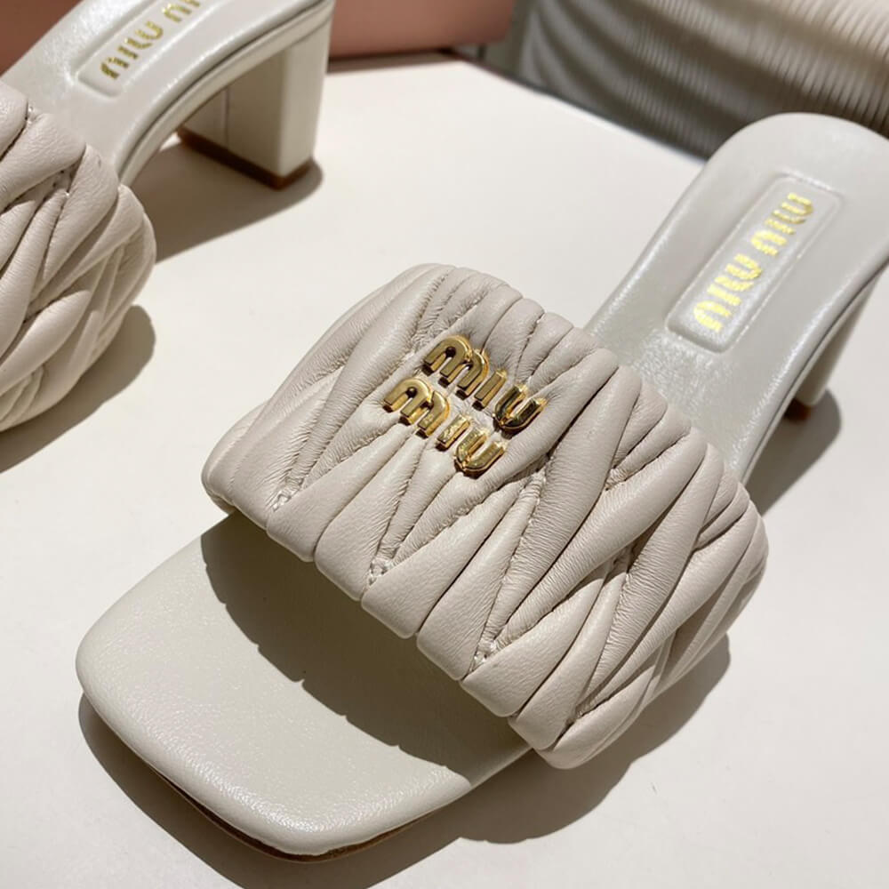 M1um1u Matelass?? nappa leather slides