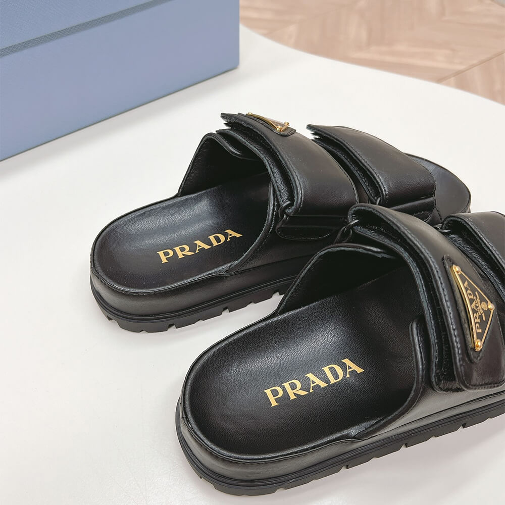 Pra*a Nappa leather slides