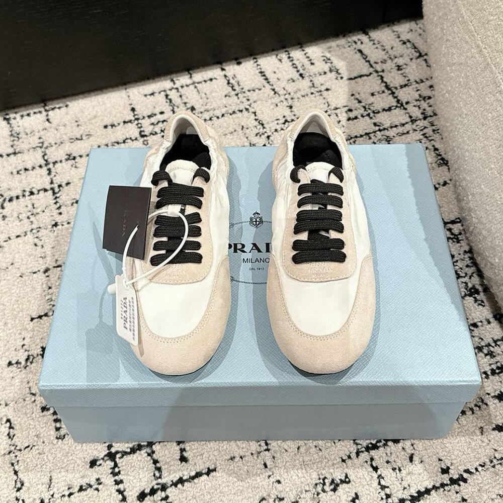 Pra*a Collapse Re-Nylon and suede sneakers