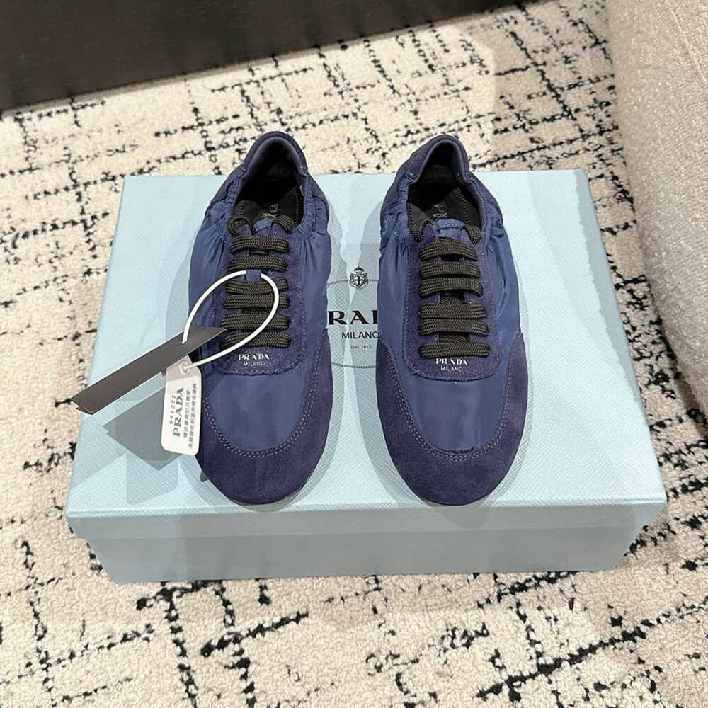 Pra*a Collapse Re-Nylon and suede sneakers