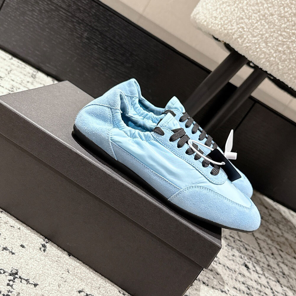 Pra*a Collapse Re-Nylon and suede elasticized sneakers