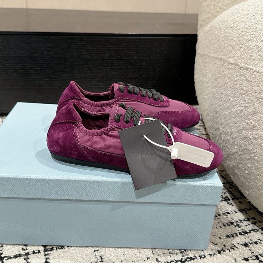 Pra*a Collapse Re-Nylon and suede sneakers