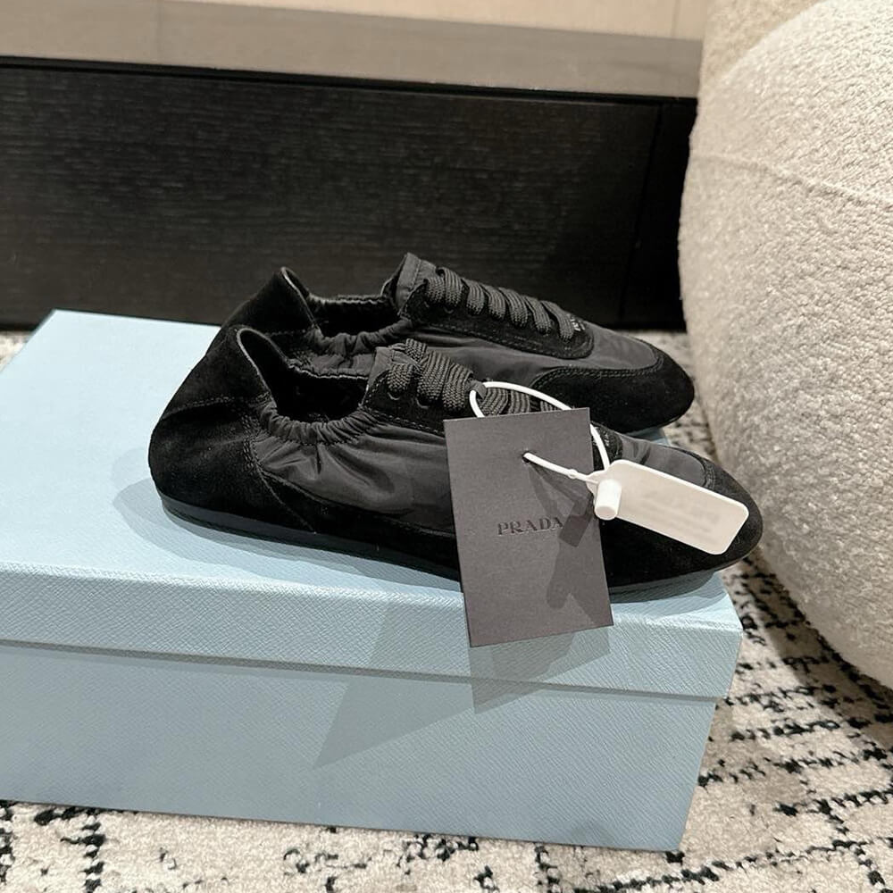 Pra*a Collapse Re-Nylon and suede sneakers