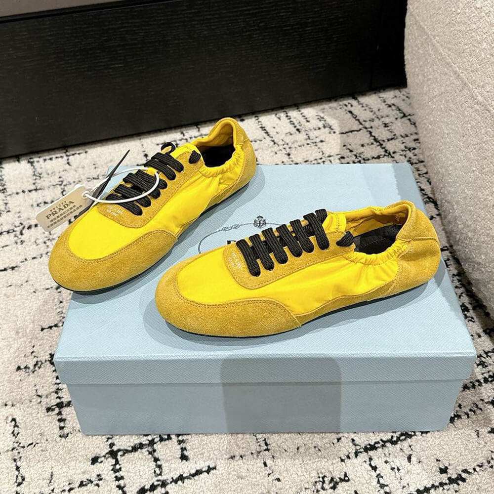Pra*a Collapse Re-Nylon and suede elasticized sneakers