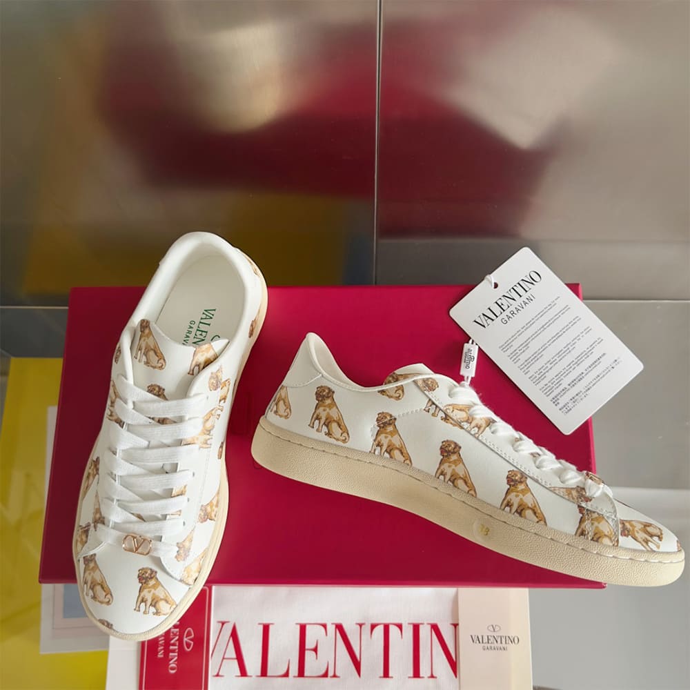 Va1e*ntin0 ROYCO Women’s ‘LE CHAT DE LA Ma1s0n’ Patterned Soft Calfskin Sneakers