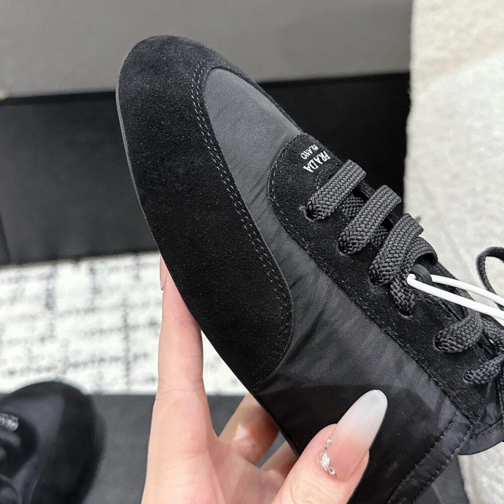 Pra*a Collapse Re-Nylon and suede mules