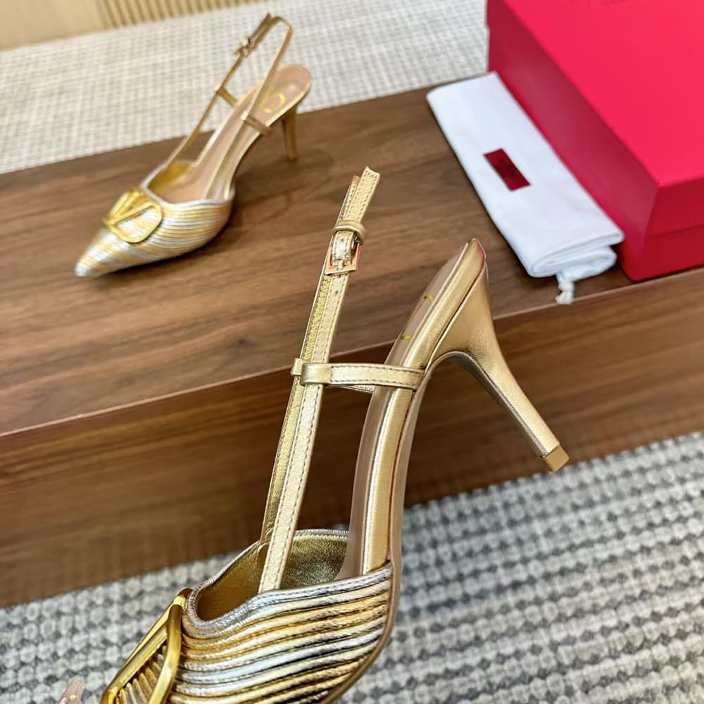 Va1e*ntin0 VLOGO SIGNATURE metallic slingback high heels (heel height 8 cm)