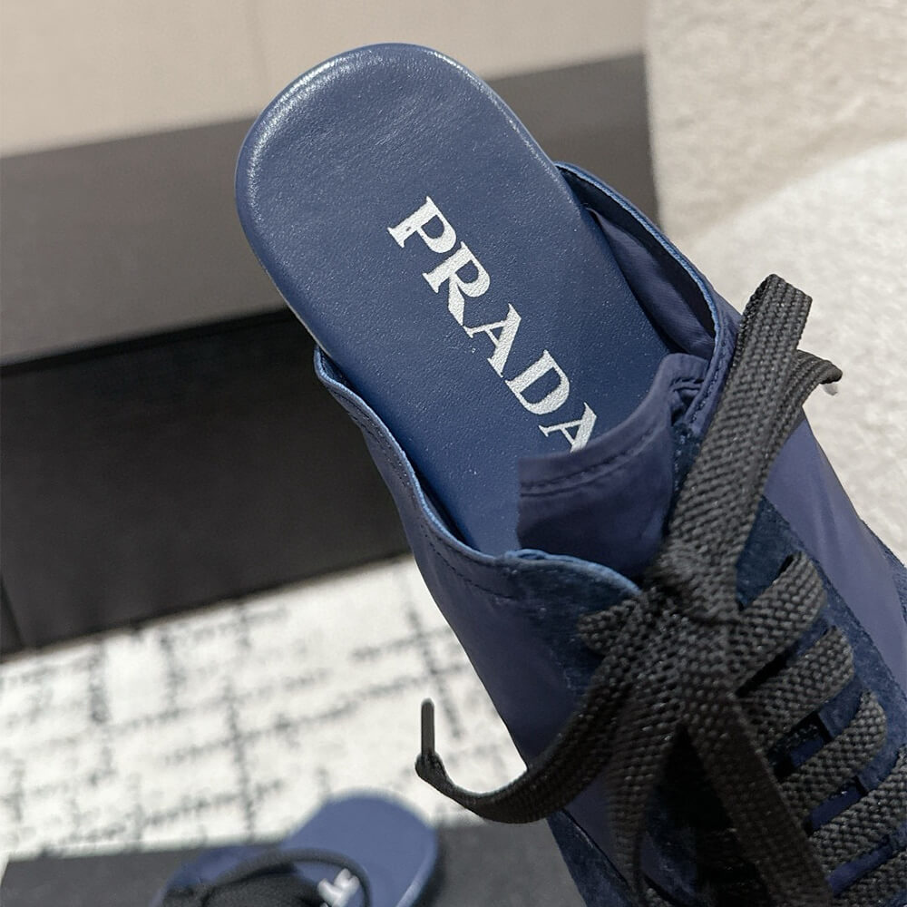 Pra*a Collapse Re-Nylon and suede mules