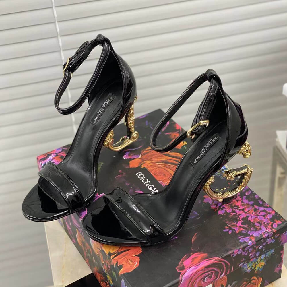 D01ce & gbbana polished calfskin sandals with dg baroque heel
