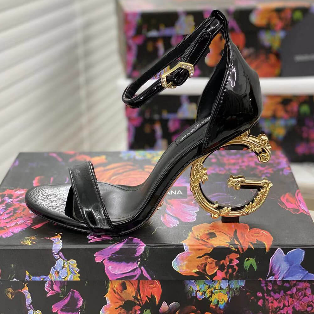 D01ce & gbbana polished calfskin sandals with dg baroque heel