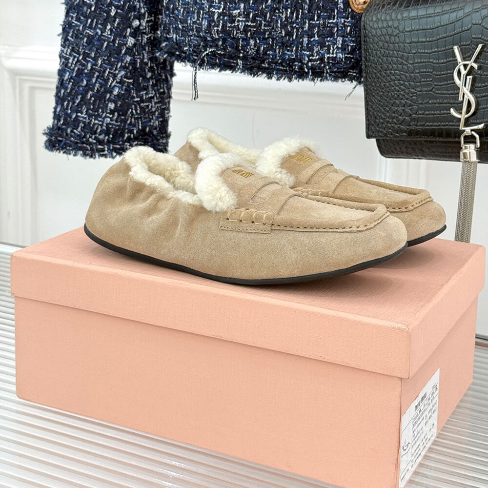 M1um1u Ruches suede loafers