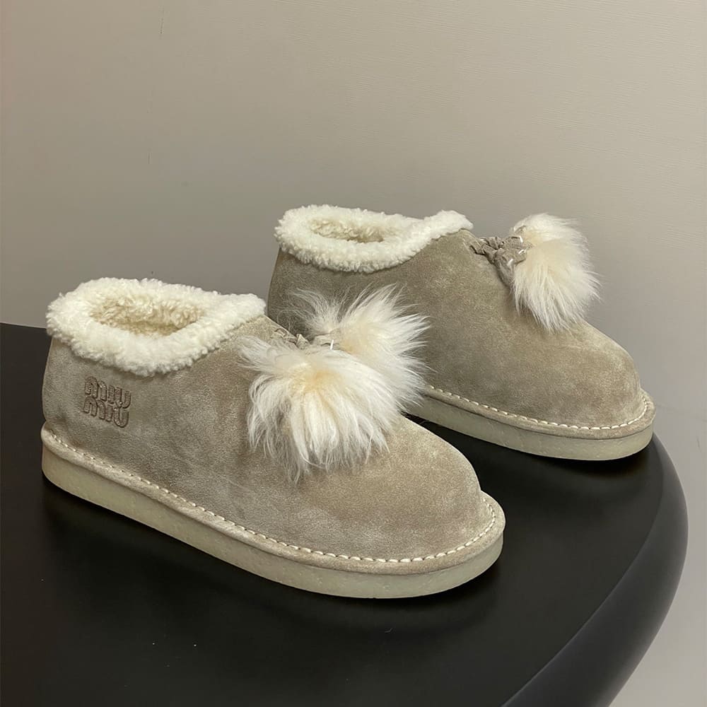 M1um1u Suede and shearling mules