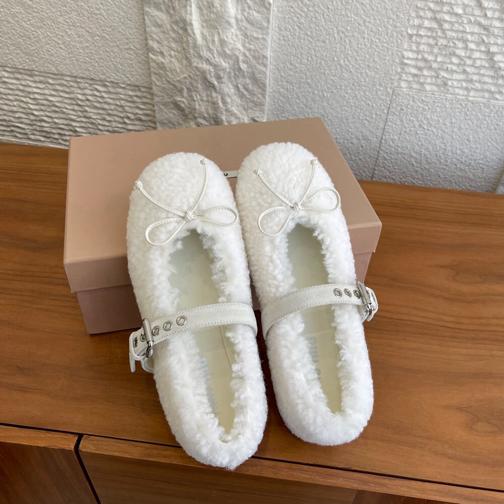 M1um1u Shearling ballerinas