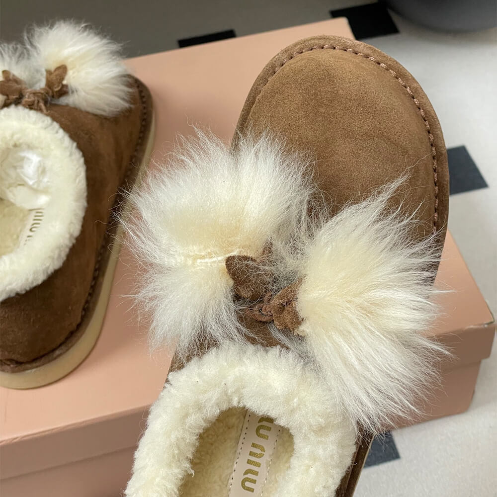 M1um1u Suede and shearling mules