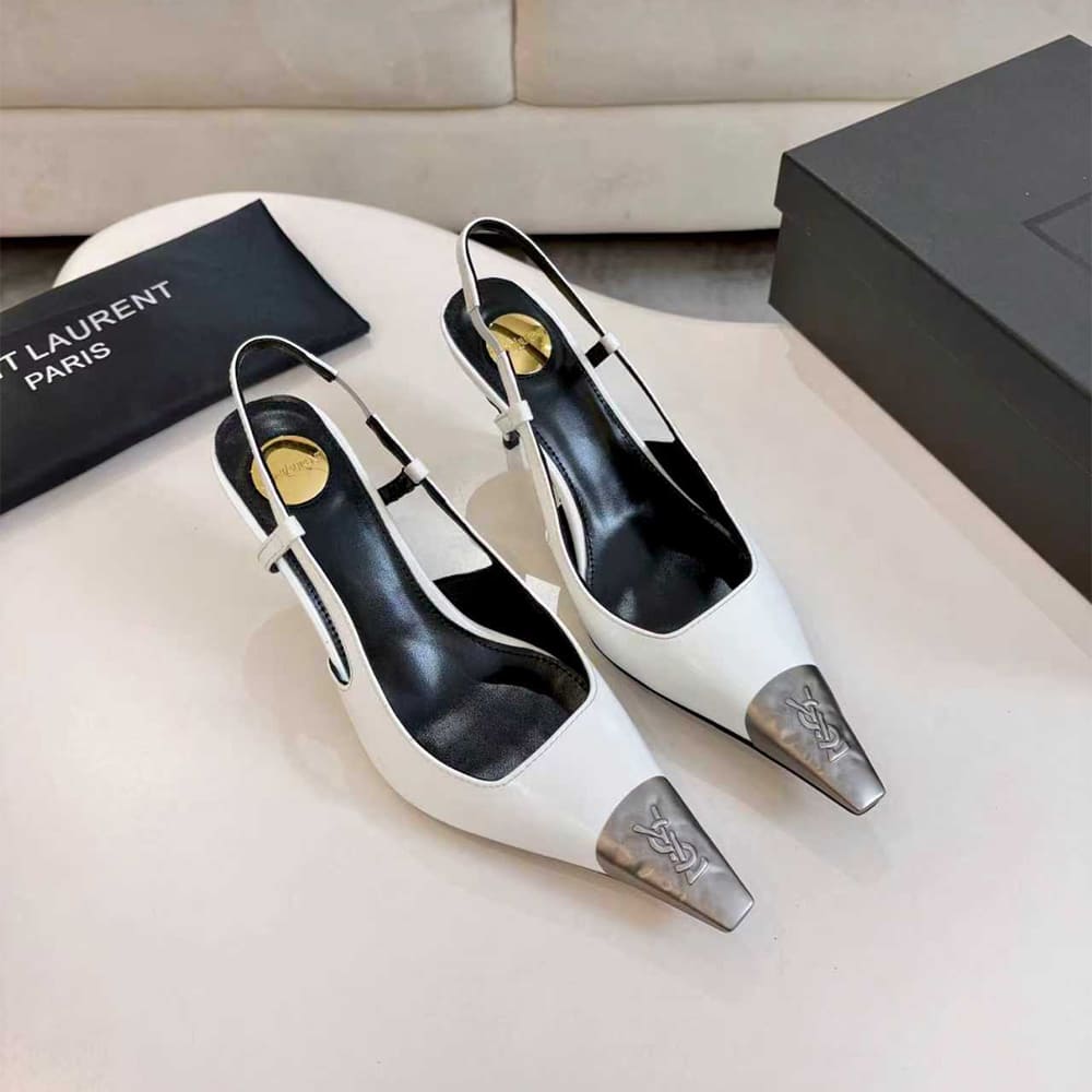 Y51 JEANNE slingback pumps in glazed leather