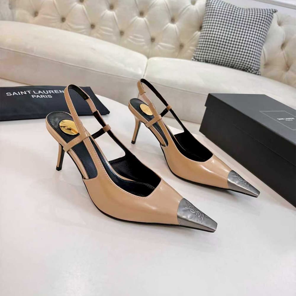 Y51 JEANNE slingback pumps in glazed leather