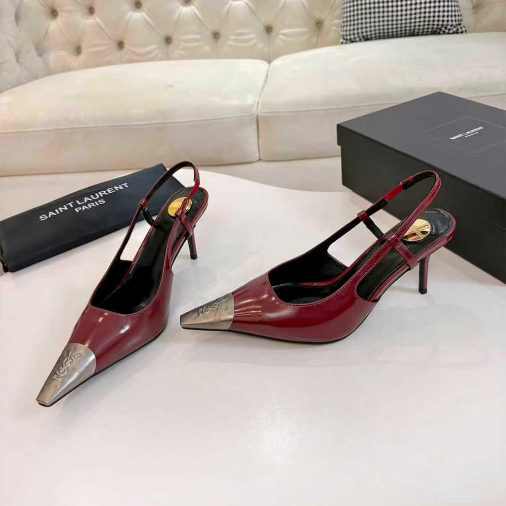 Y51 JEANNE slingback pumps in glazed leather