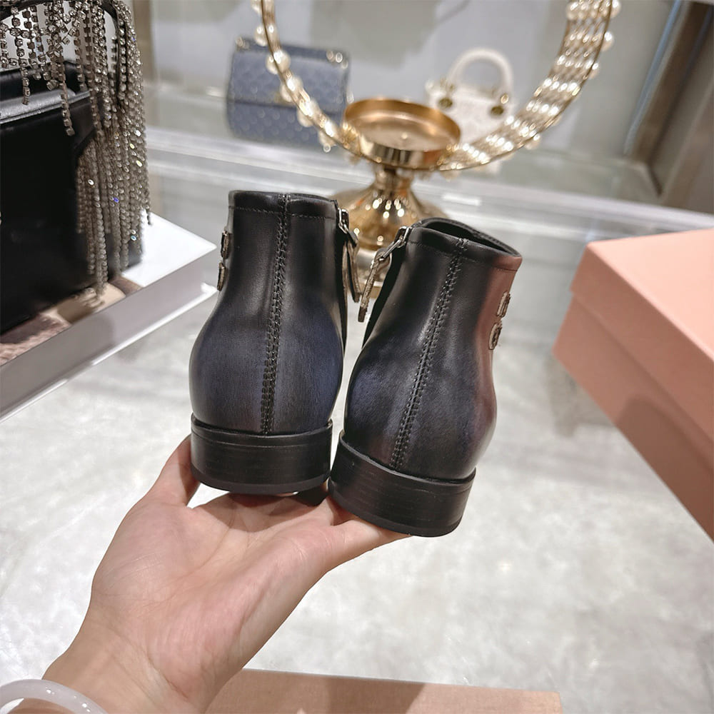 M1um1u Fumé Leather Ankle Boots