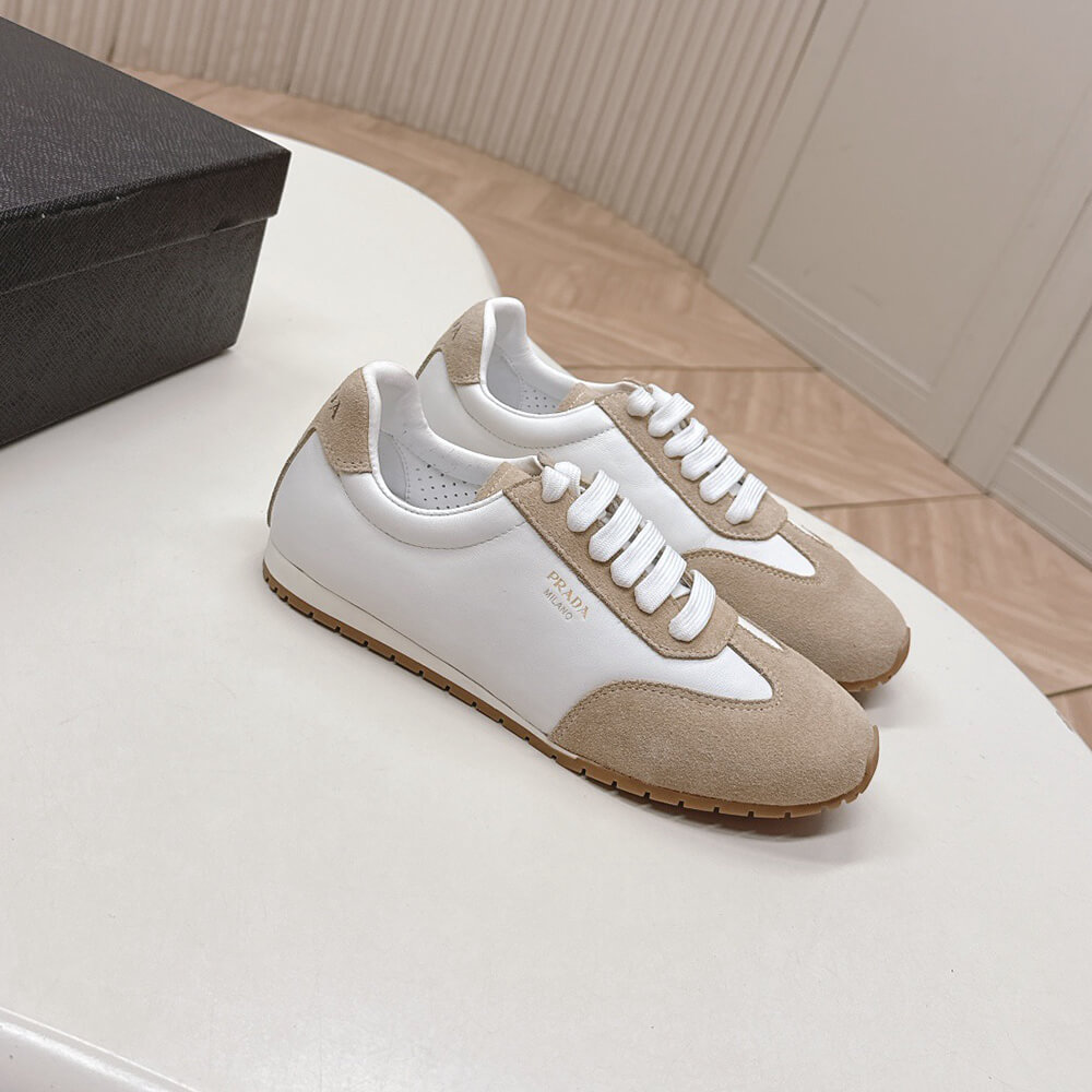 Pra*a Nappa leather and suede sneakers