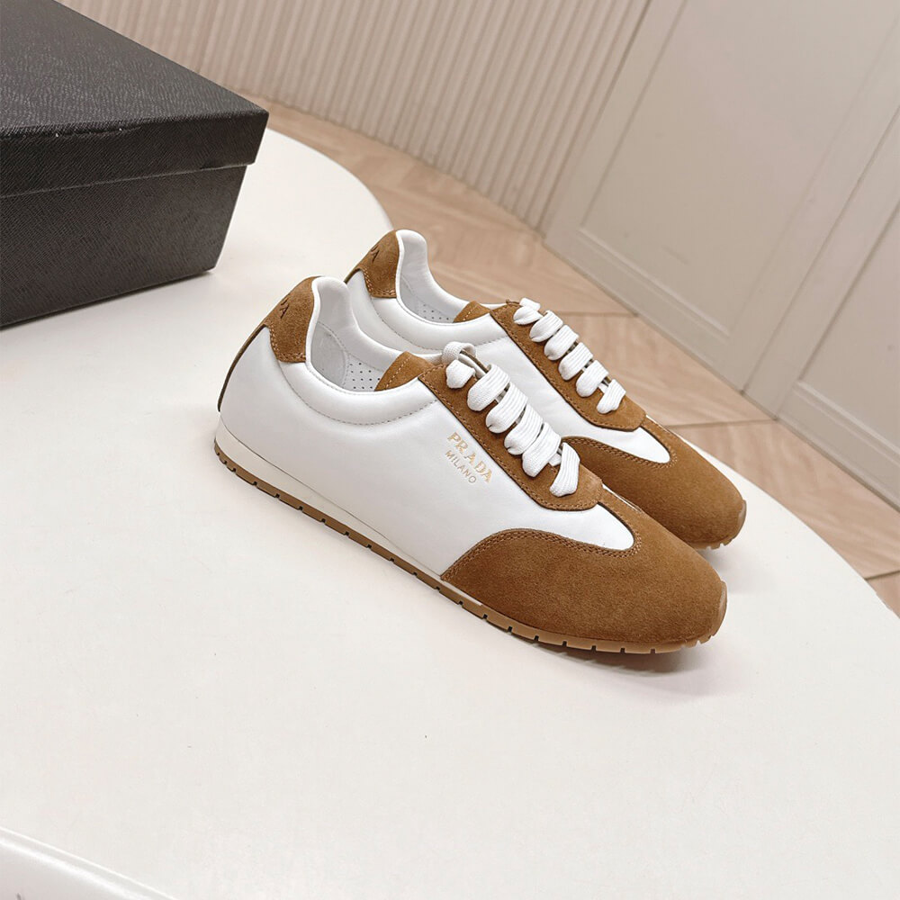 Pra*a Nappa leather and suede sneakers