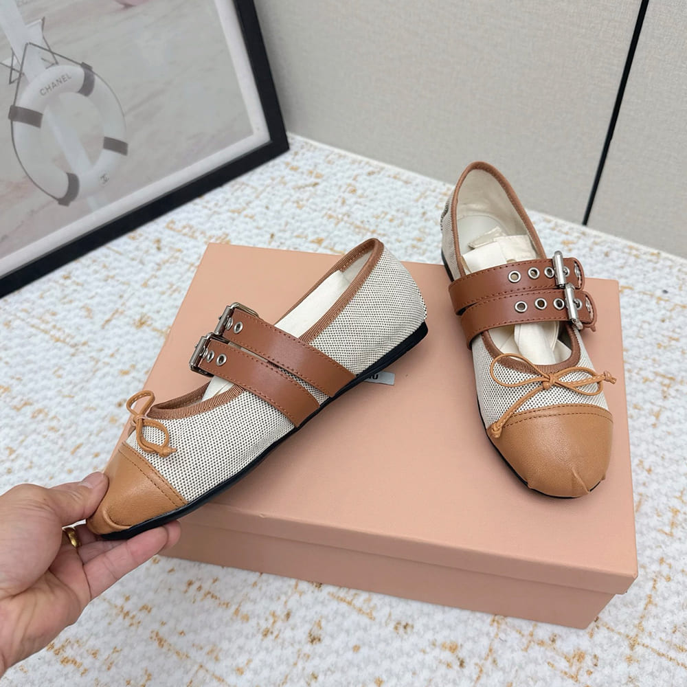 M1um1u Canvas and leather ballerinas (EU SIZE 35-40)